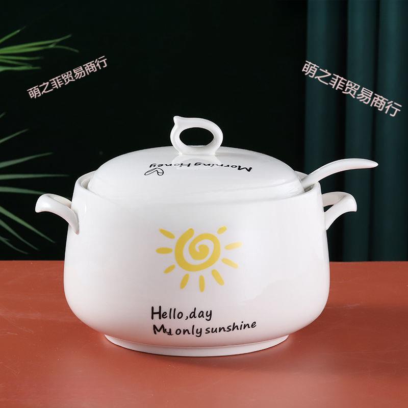 陶瓷大号猪油罐带勺耐高温大容量家用泼辣椒油罐双耳盖调味罐