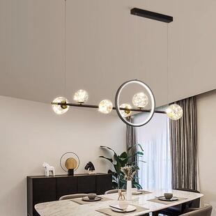 北欧简约餐厅吊灯铁艺魔豆玻璃饭厅灯后现代led轻奢吧台灯具灯饰