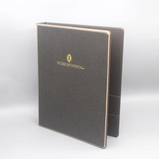 酒店客房皮具服务指南本皮夹三孔菜单夹便签A4文件夹菜谱夹印LOGO