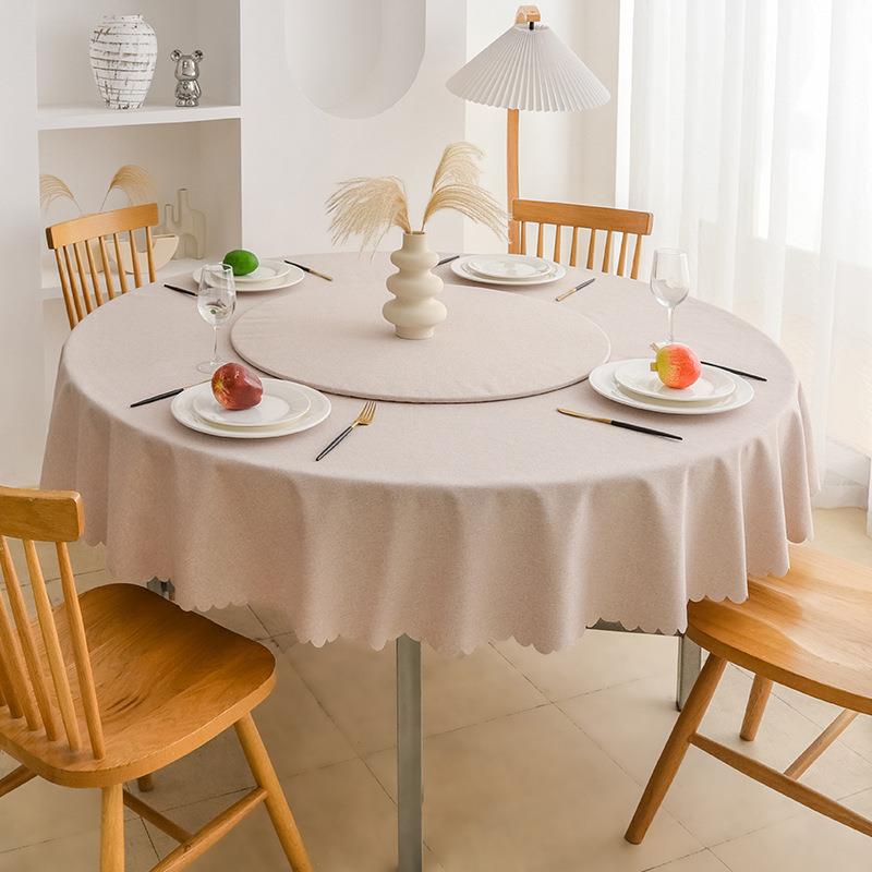 TPU轻奢高级防水防油防烫免洗桌布酒店饭店家用圆形大圆桌餐桌布