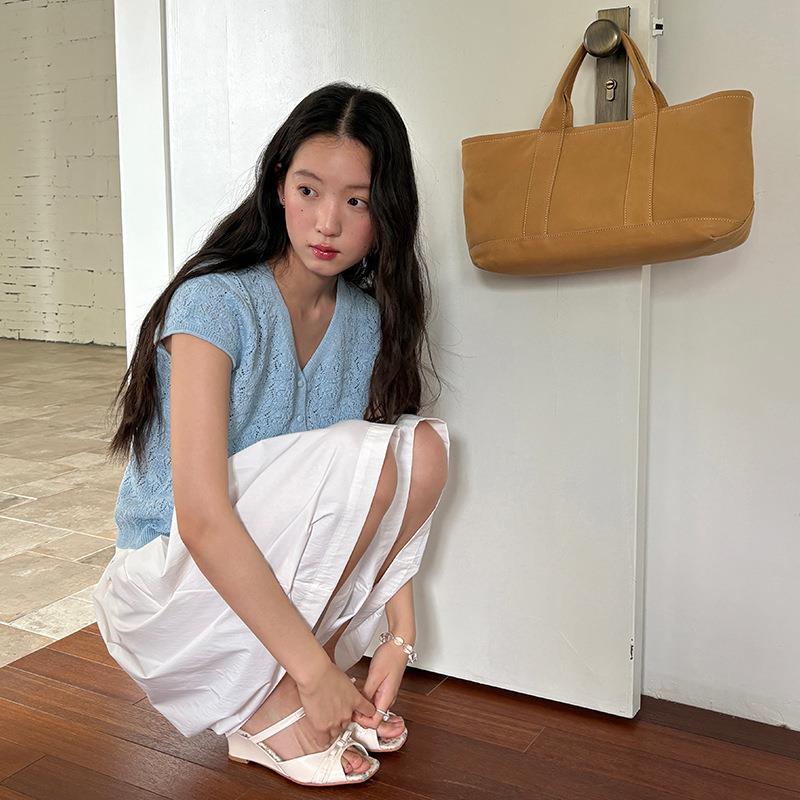 【折扣价】【清仓不退】韩版钩花镂空短袖针织开衫女夏季宽松休闲