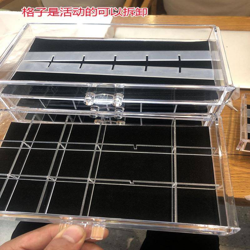【折扣价】日式罐装胶收纳盒带格子美甲钻饰品抽屉整理盒美甲用品