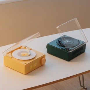 闹钟音箱可插卡家用新款复古原子黑胶蓝牙音箱音响