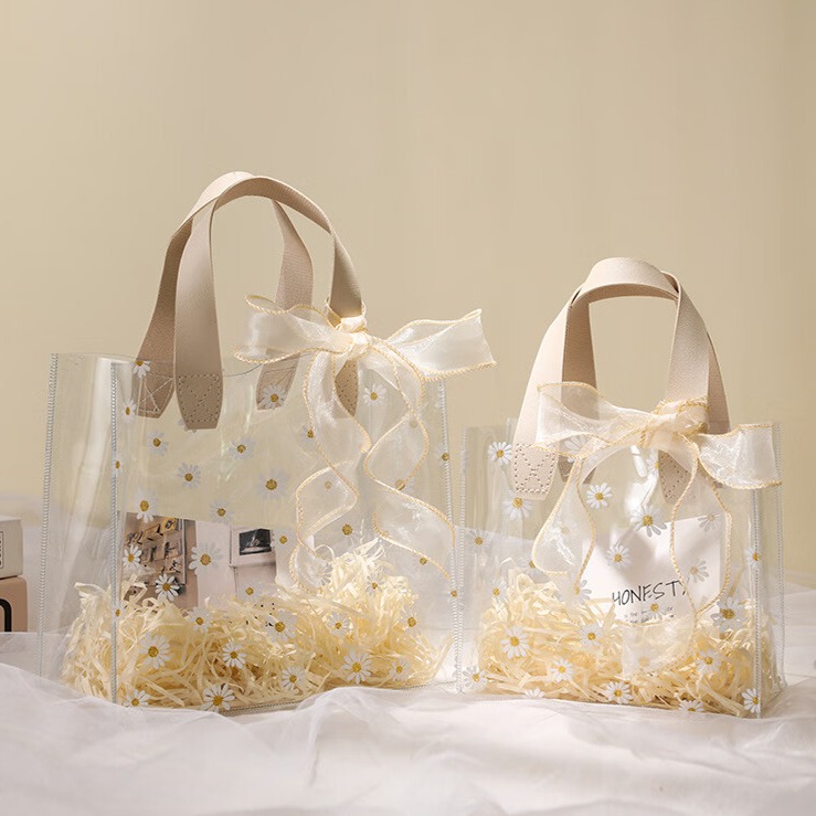 透明PVC手提袋礼物喜糖礼品手拎袋伴手礼塑料袋花束包装袋