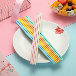 唐筷彩色圆头合金筷子家用分餐一人一筷防滑防霉耐高温洗碗机可用