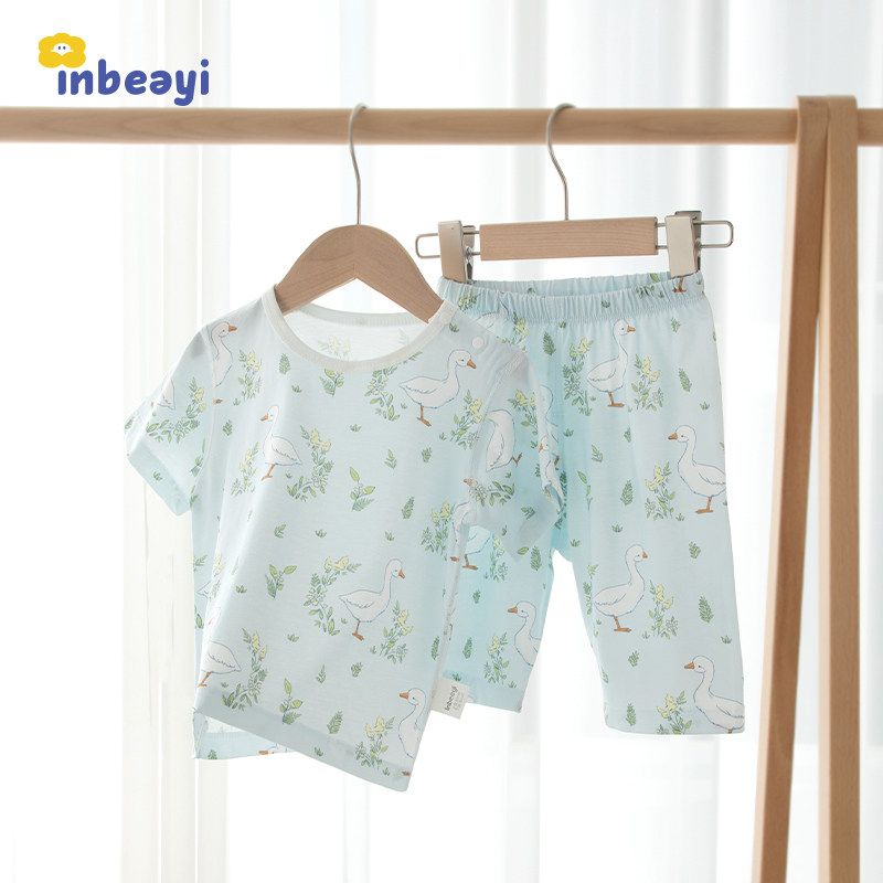 儿童短袖短裤套装中小童夏季家居服T恤七分裤男女宝宝纯棉两件套