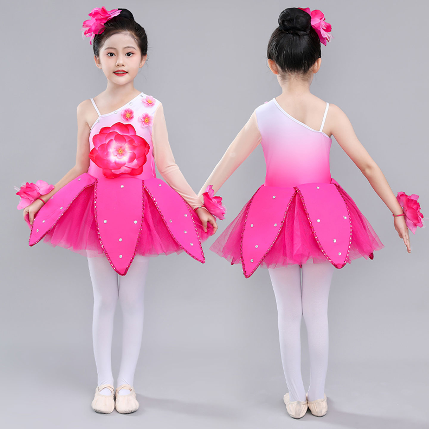 六一小花盛开演出服玉兰花开舞蹈服桃花表演服茉莉公主蓬蓬裙服装