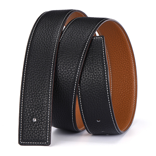 H扣无头皮带替换皮带双面真皮牛皮男士 带条头层腰带 3.8cm不带头裤