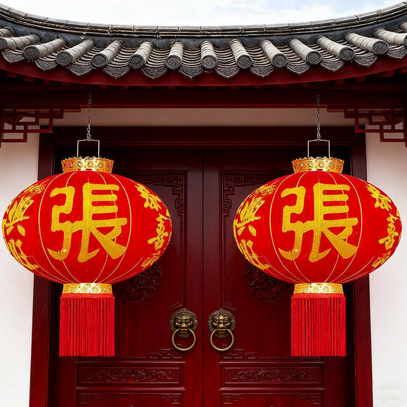 乔迁新居大红灯笼带姓氏