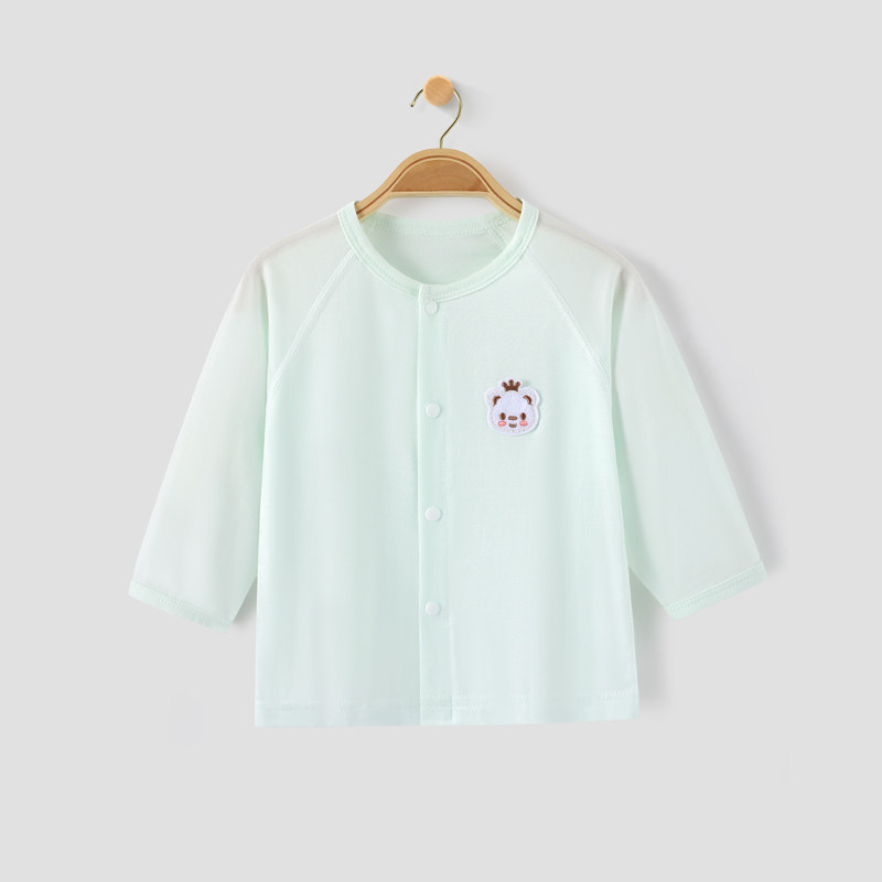莱赛尔婴儿衣服夏季长袖开衫上衣家居服薄款透气宝宝空调服上装
