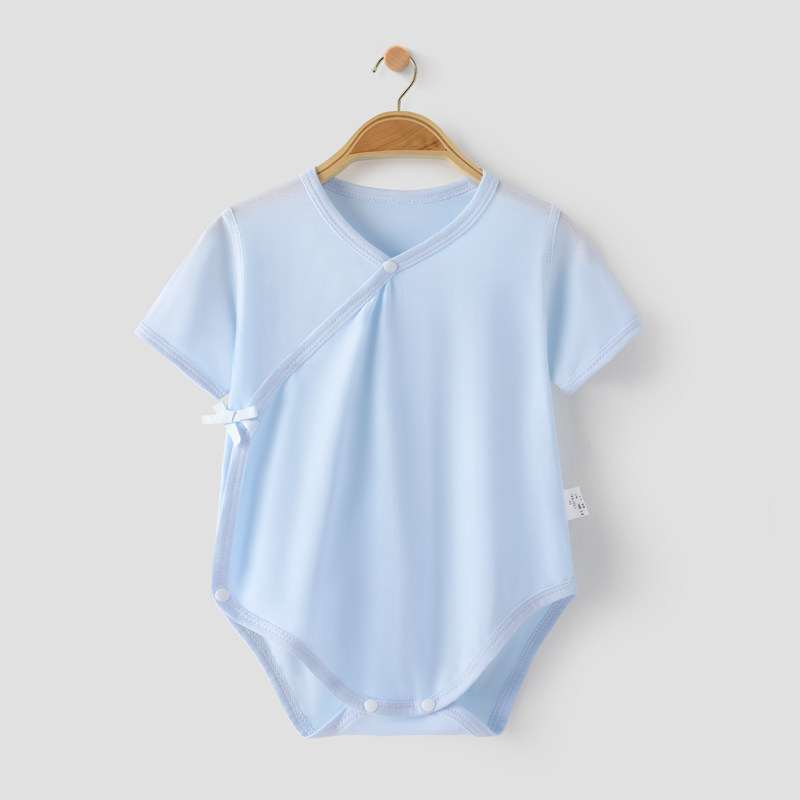 莱赛尔婴儿衣服夏季薄款透气新生儿短袖包屁衣宝宝三角哈衣