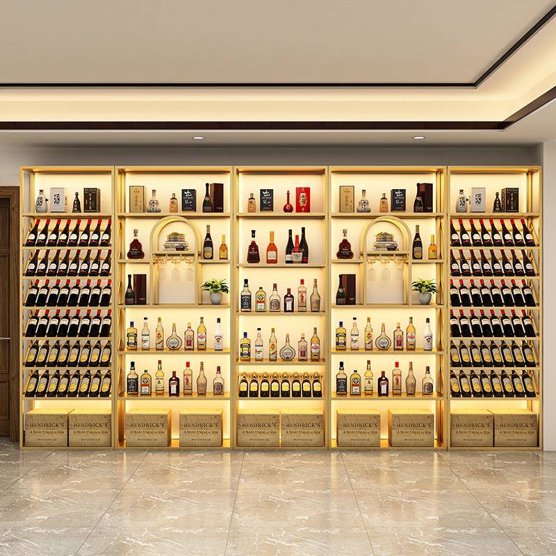 红酒架子展示架铁艺酒架置物商用落地式陈列酒庄葡萄酒酒柜展示柜