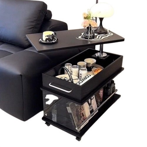 沙发边几升降可移动茶台茶几边柜轻奢实木客厅家用小户型茶桌推车