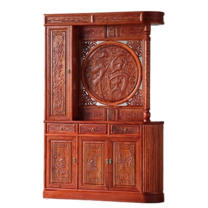 新中式玄关柜隔断实木屏风仿古家具双面雕花进门鞋柜客厅门厅酒柜