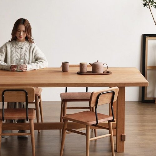 北欧全实木餐桌椅组合樱桃原木会议桌办公吃饭桌子日式大板桌家用