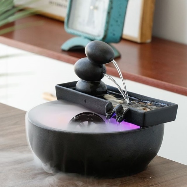 家用流水摆件循环生财喷泉加湿器办公室客厅鱼缸造景乔迁开业礼品