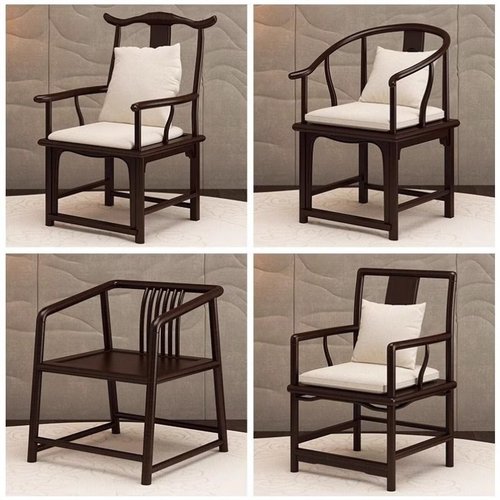 新中式靠背椅现代简约休闲椅商业办公洽谈椅子泡茶椅实木餐椅组合