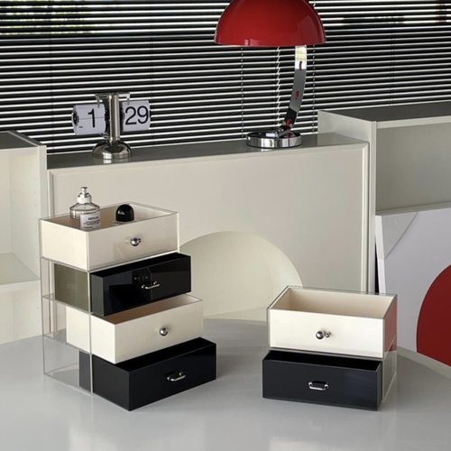 亚克力房间卧室桌上收纳盒梳妆台化妆品口红多格透明收纳盒抽屉式