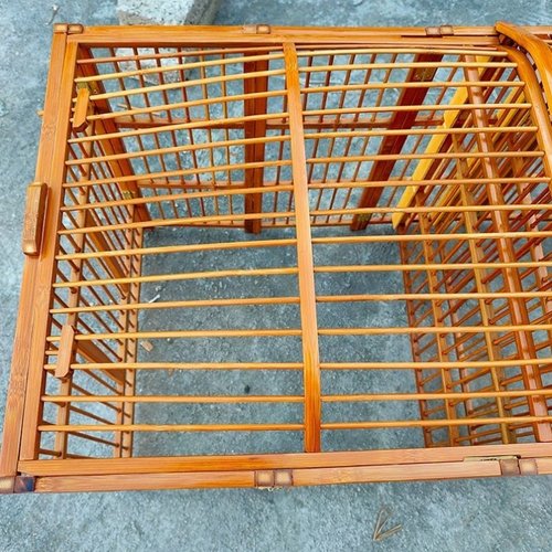 户外新款手工大号画眉鸟折叠攻笼带皮收缩公笼打架斗鸟2024洗澡笼