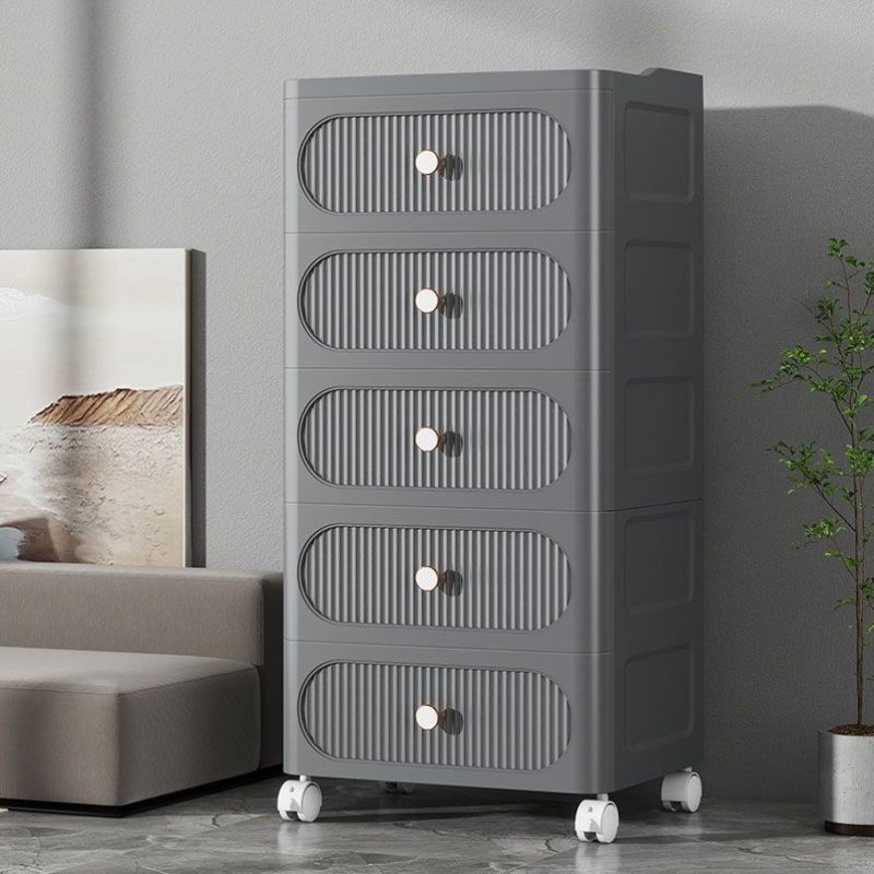 加厚抽屉式收纳柜桌下家用客厅置物柜卧室床头柜带轮储物柜五斗柜