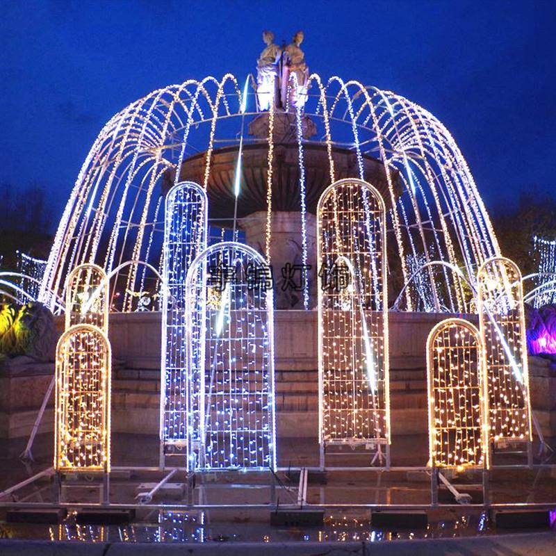 过年装饰美陈灯会LED仿真动物草坪灯光节灯展花喷泉造型灯