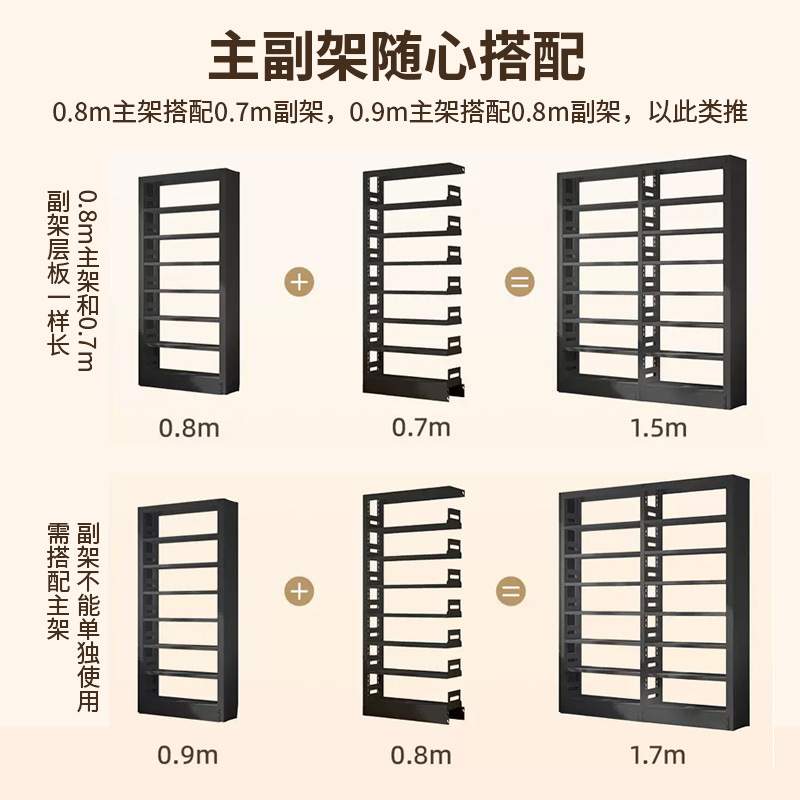 家用图书馆钢制书架落地置物架儿童书柜绘本架客厅简约铁艺储物架