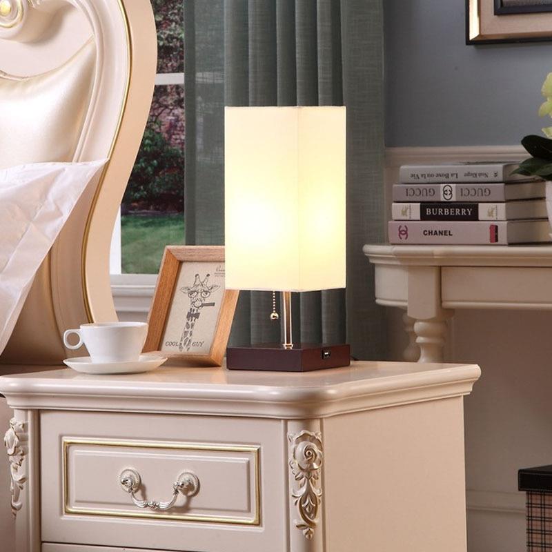 简约布艺灯罩和功能性5V1AUSB充电端口卧室客厅办公室的桌灯台灯