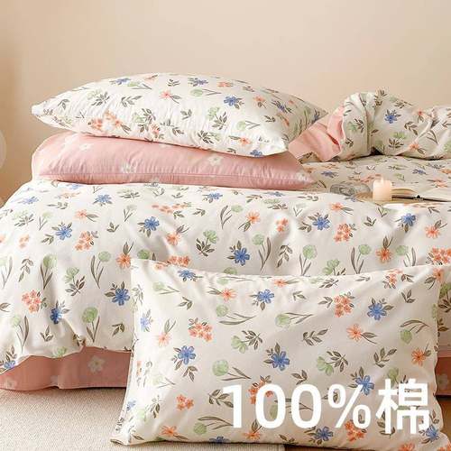 小清新全棉纯棉床上四件套2024新款床品宿舍床单人三件套被套床笠