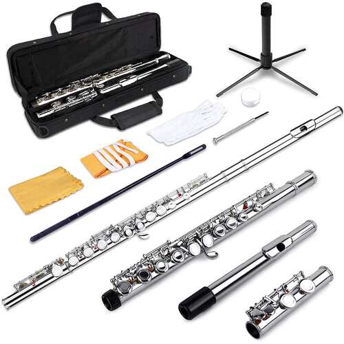 长笛16孔C调横笛E键白铜笛子镀镍银长笛初学者学生长笛Flute