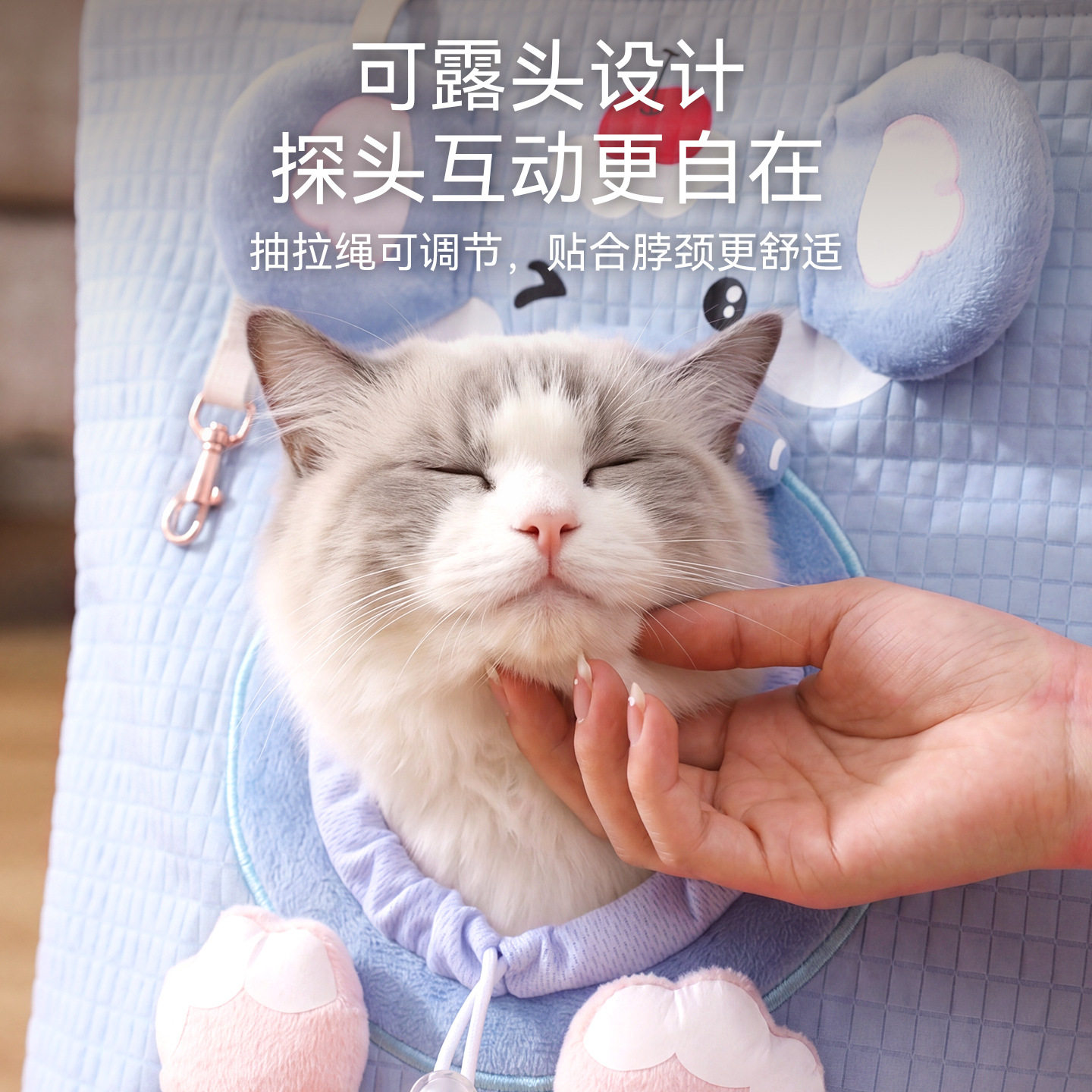 可爱帆布猫包斜挎手提猫咪袋子小型犬狗包可露头单肩包宠物外出包