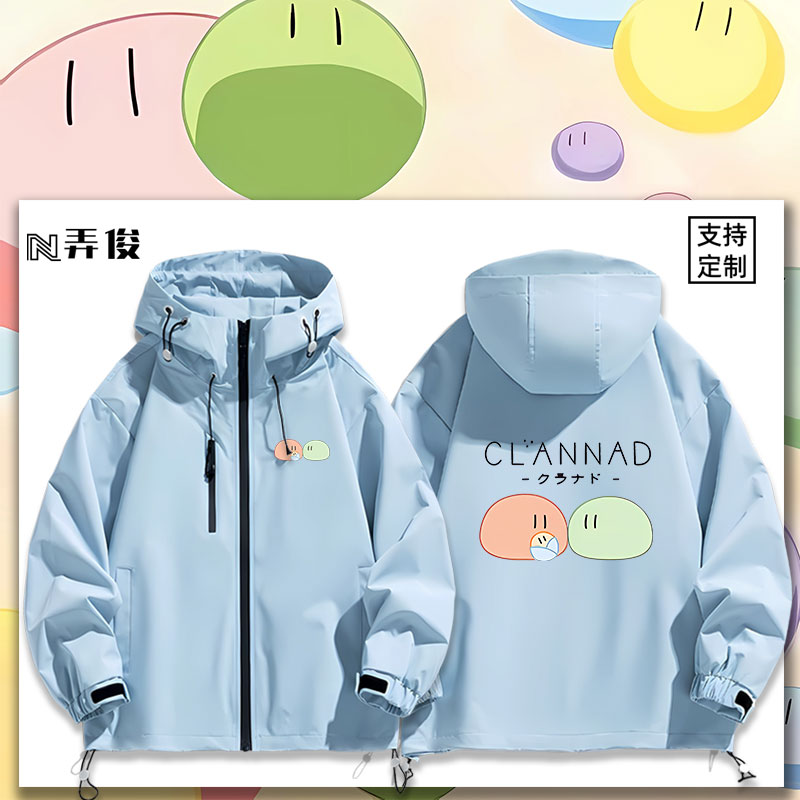 连帽印花高清宽松防风冲锋衣