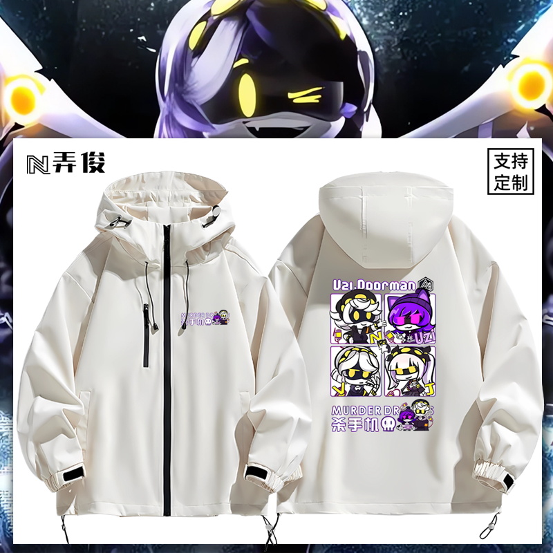 连帽印花高清宽松防风冲锋衣