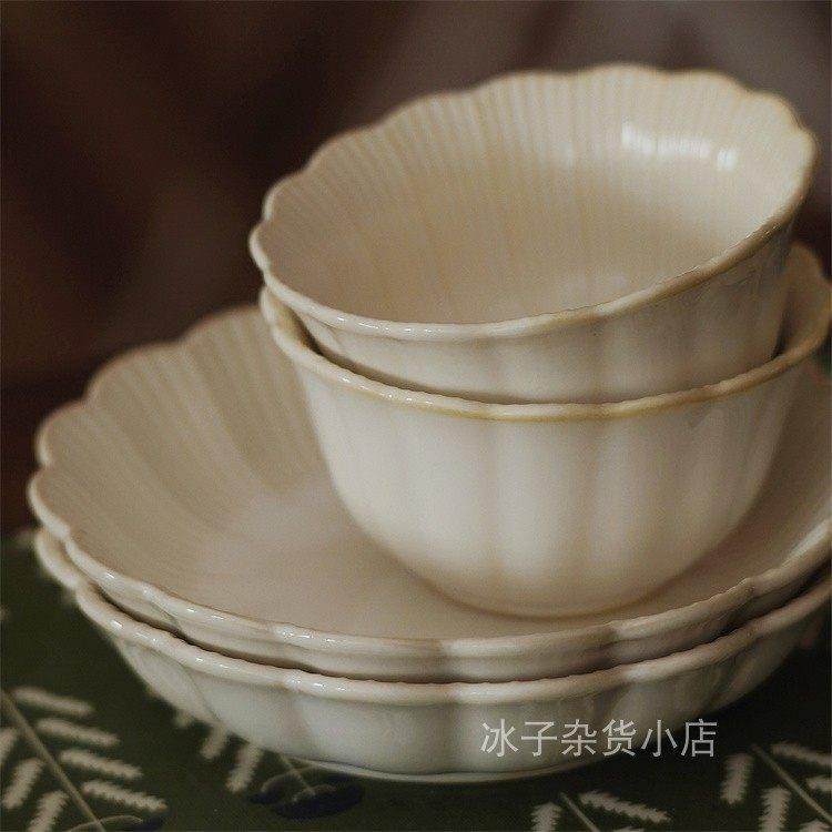 日式覆古实用菊皿花边系列汤盘装菜深盘米饭碗甜品碗西餐盘 家用,餐饮具,碗,淘宝优惠券,粉丝福利购,淘宝优惠卷