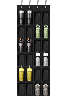 24格黑色门后网布收纳挂袋带4挂钩(ZLP23071115)