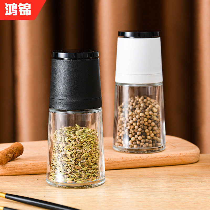 厨房用品日式手动胡椒研磨器调味瓶玻璃调料瓶胡椒粉花椒研磨器