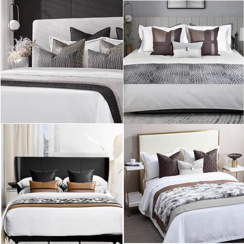 极简轻奢现代床品样板房间软装家具展厅摆场高档床品可定多件套