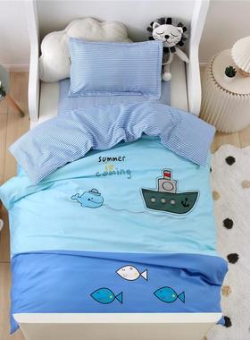 幼儿园被子三件套儿童午睡被子被褥六件套卡通印花床单被套