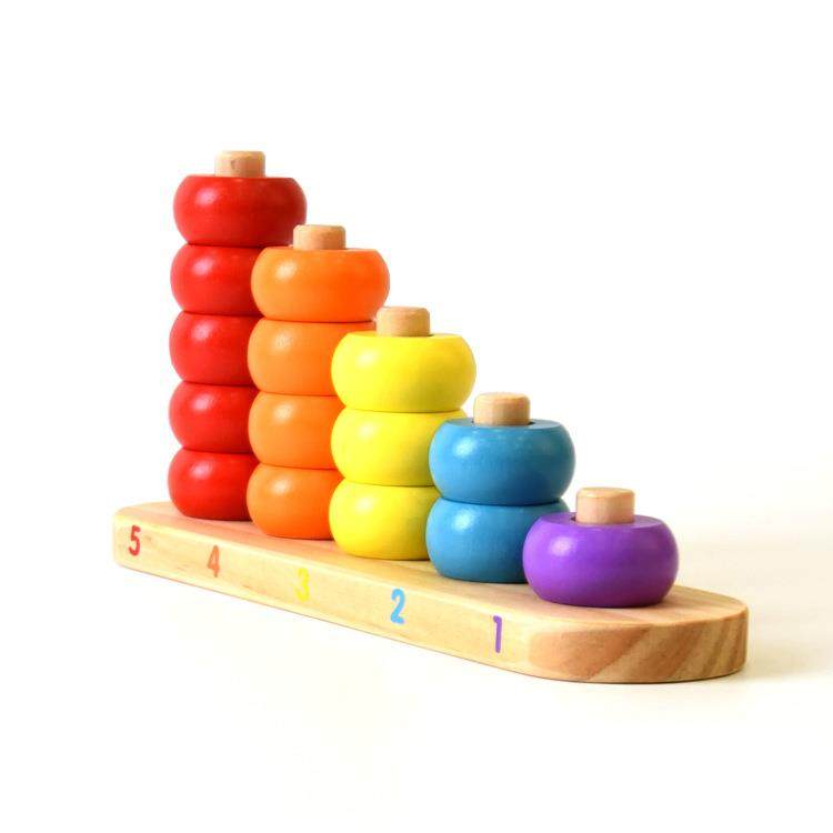 早教益智玩具数数看婴幼儿数学启蒙早教认知彩虹套圈叠叠玩具