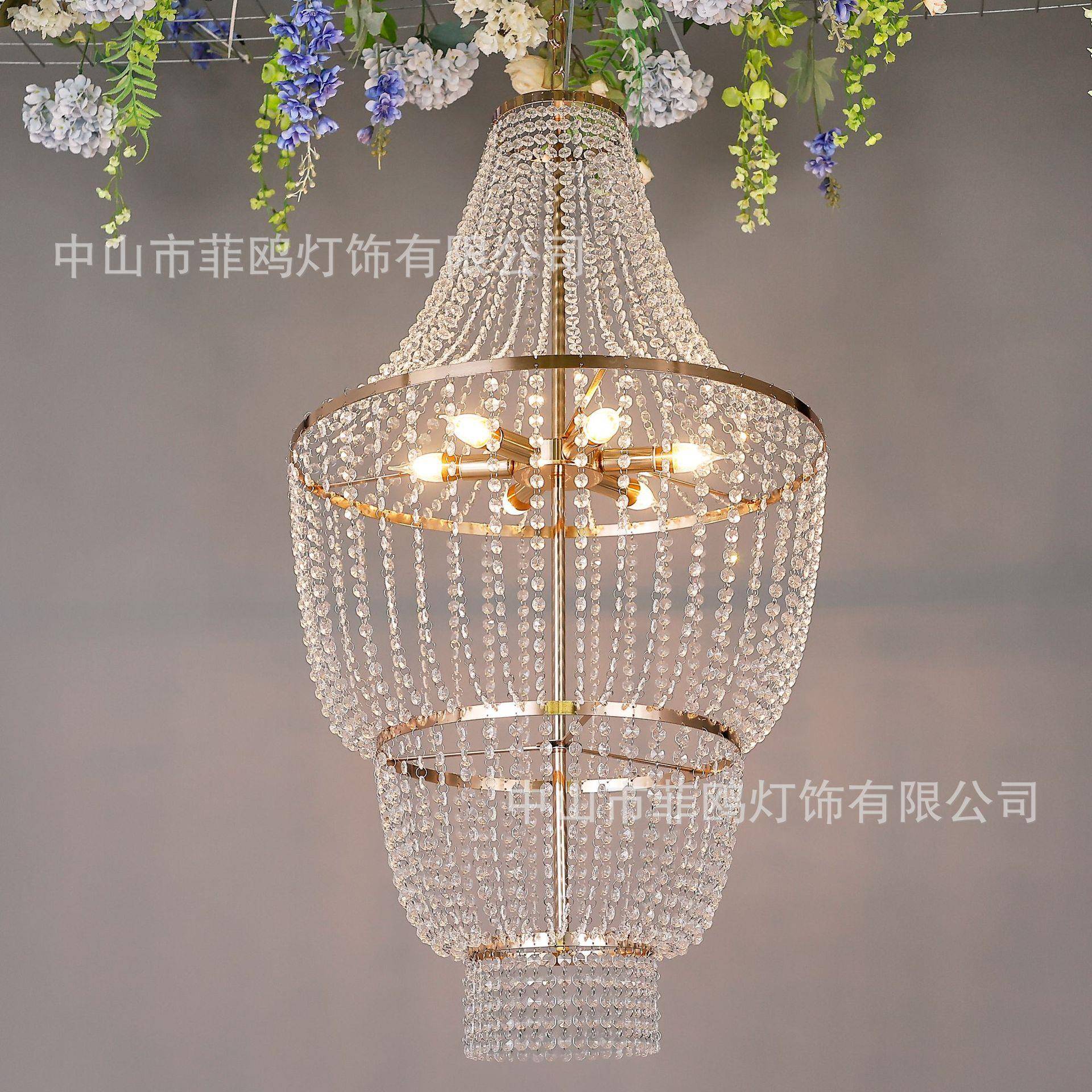 婚庆吊灯欧式水晶珠帘灯节日场地布置道具结婚礼堂舞台吊顶装饰灯