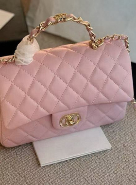 2025夏季新款小香风cf迷你手提包菱格链条斜挎包真皮高级感小方包