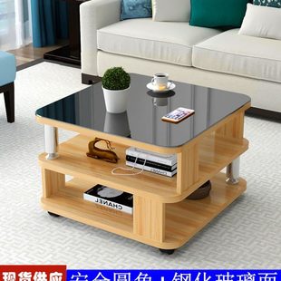 可移动小茶几简约家用小户型桌子客厅沙发边几阳台带轮小方桌