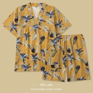 睡衣桑拿服洗浴服足疗服 汗蒸服女款 亚麻高档家居情侣套装 大码 男款