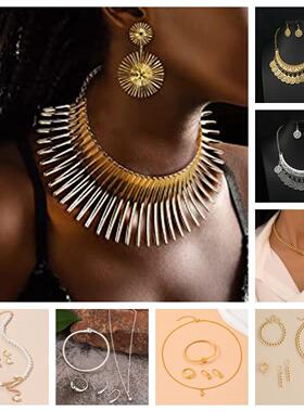 欧美多款式项圈项链耳环手链套装嘻哈复古哥特风首饰套装