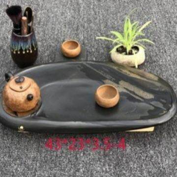 歙砚原石材料简约田园风中式茶盘吸水小号厂家直销轻奢茶台器