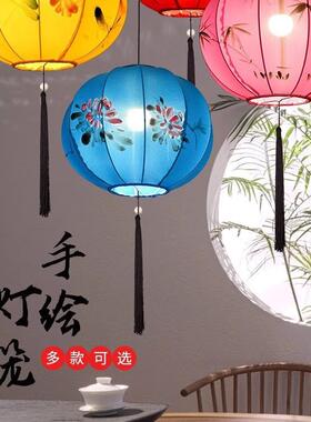 圆形灯笼新款新年黄色橙色可连串景区装饰户外新中式布艺吊灯