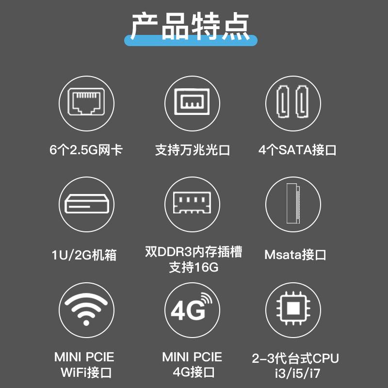 口.万兆光口软路由爱快工控机架式路由器