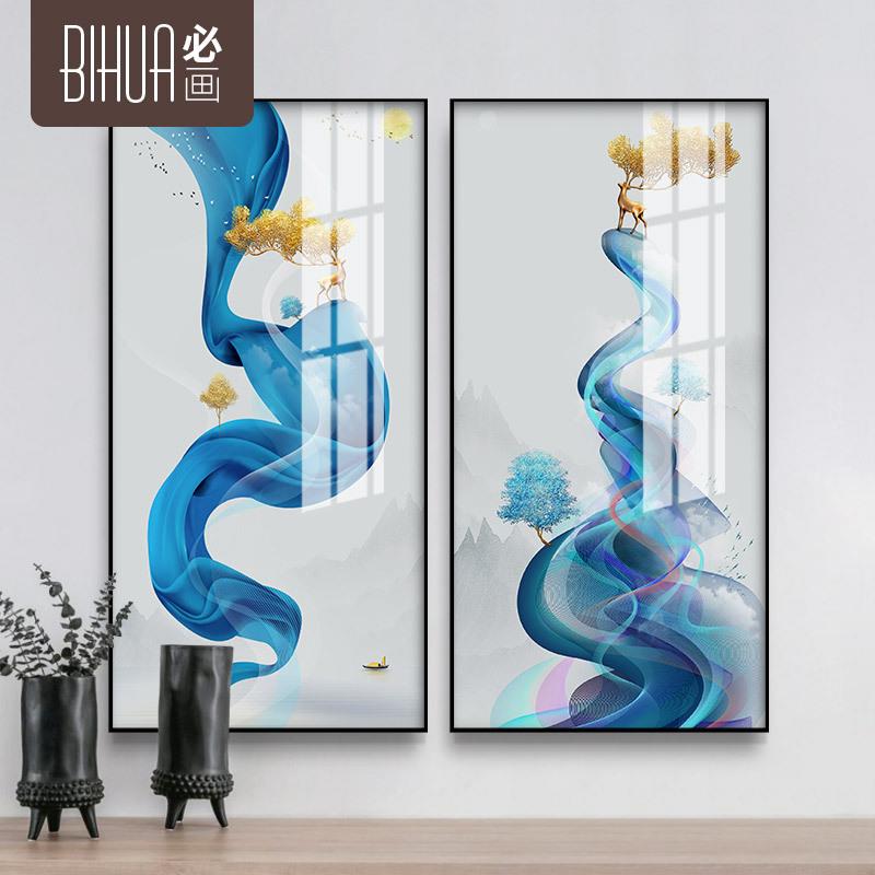 入户玄关晶瓷装饰画新中式楼梯过道玄关挂画家居壁画抽象画图片