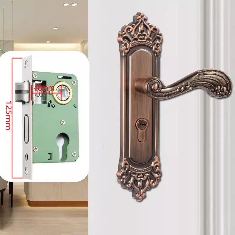 欧式覆古房门锁可调节免改孔家用室内卧室木门把手锁办公室门换锁