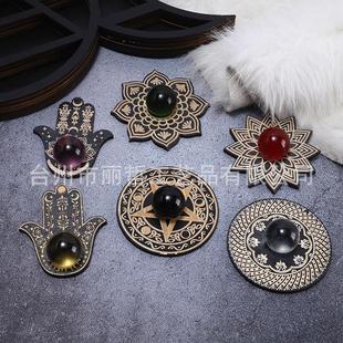 新款水晶球展示架黑色木水晶球架 迷你水晶球展示架 木质球体底座