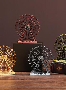 欧式复古铁艺摩天轮金属工艺品家用客厅桌面电视柜高级感装饰摆件